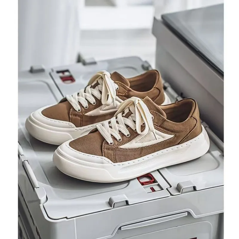 Men's Thick Sole Canvas Skate Shoes 2026 Breathable Anti Slip Casual Daily Streetwear Multicolor Footwear