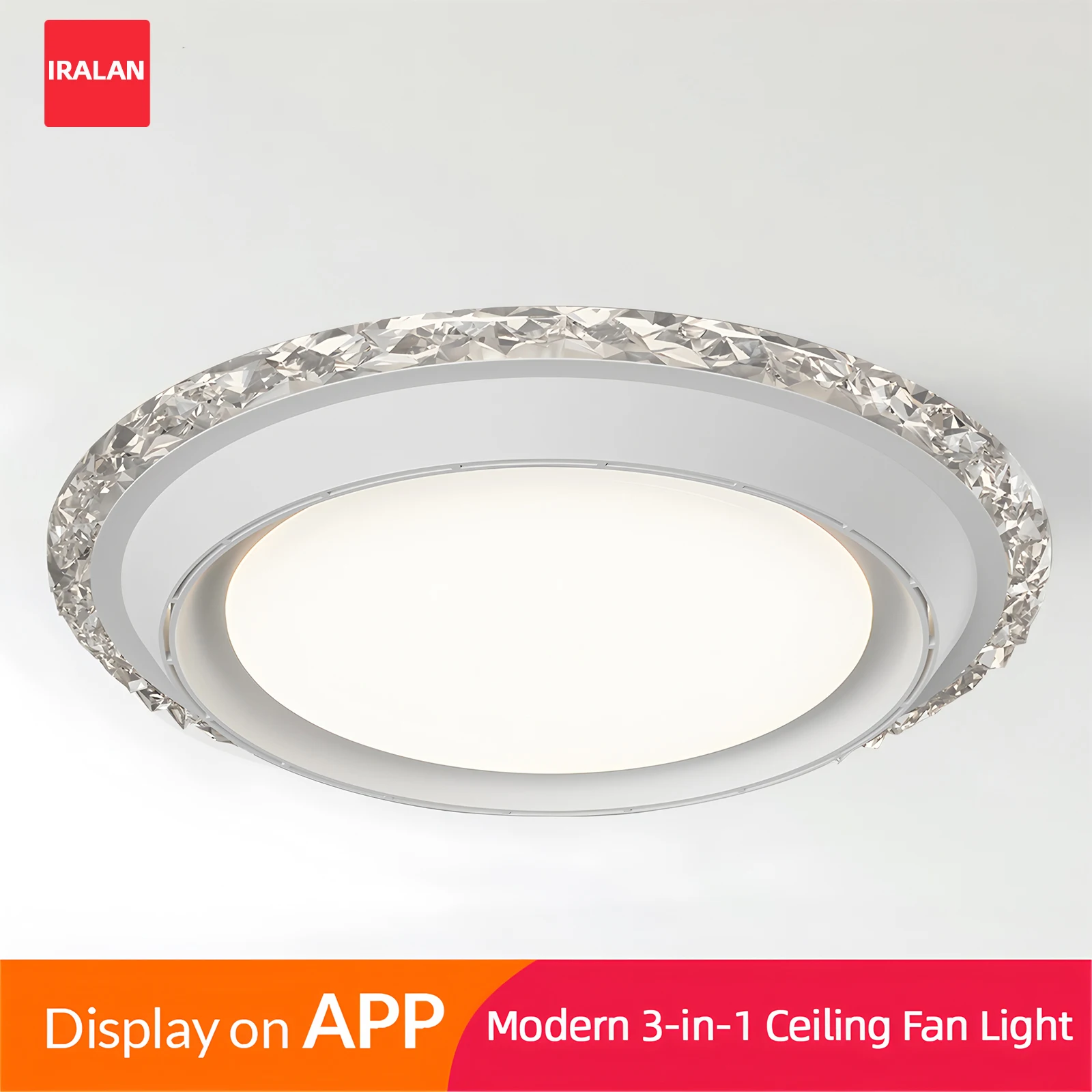 

New Bladeless Ceiling Fan with Lamp Nordic Crystal Luxury Light Ceiling Fans and Remote Control for Children's Room Simple Fan