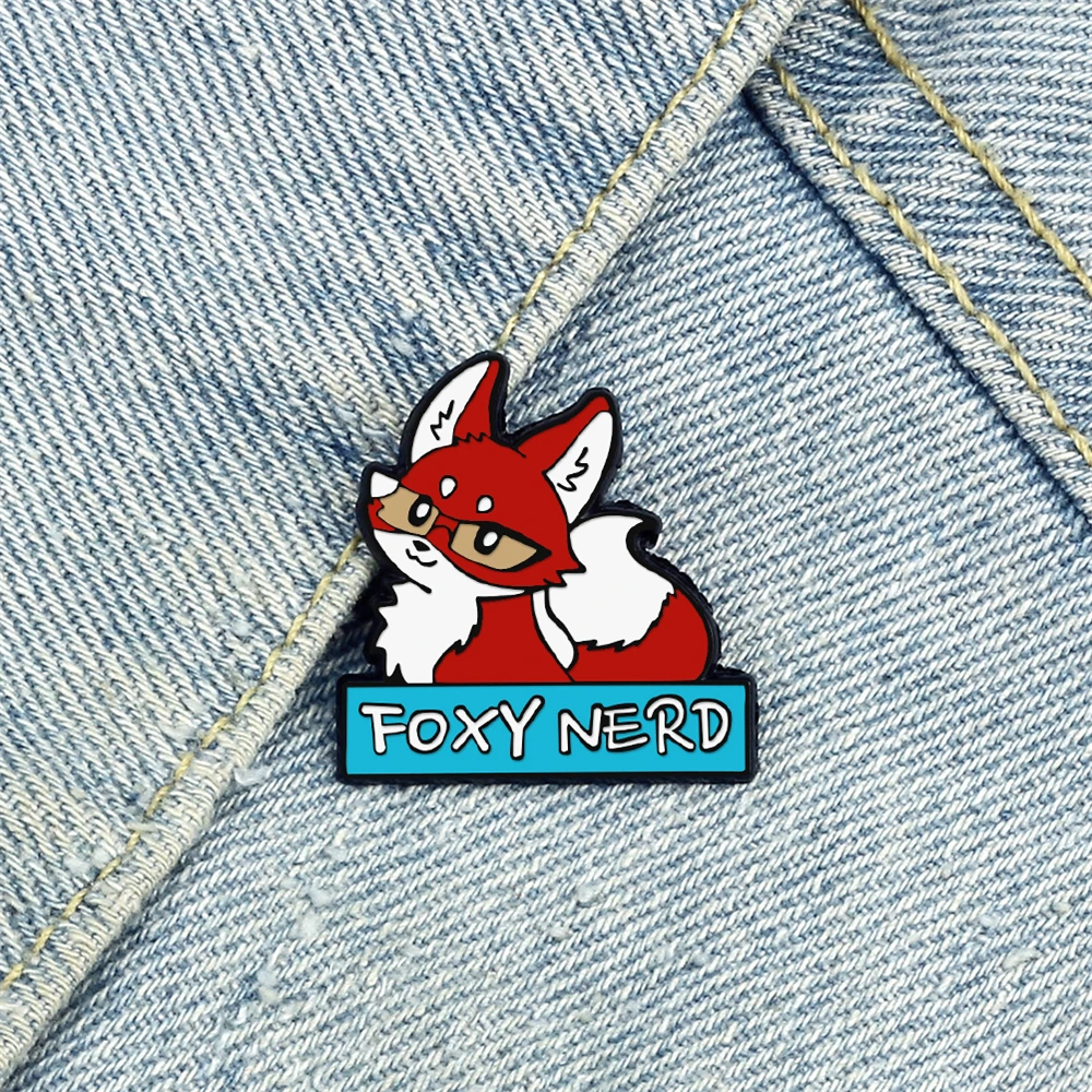 Proud Fox Scholar Brooch for Friends FOXY NERD Cartoon Cute Animal Fox wearing Glasses Enamel Pins Bag Cloth Lapel Badge Jewelry