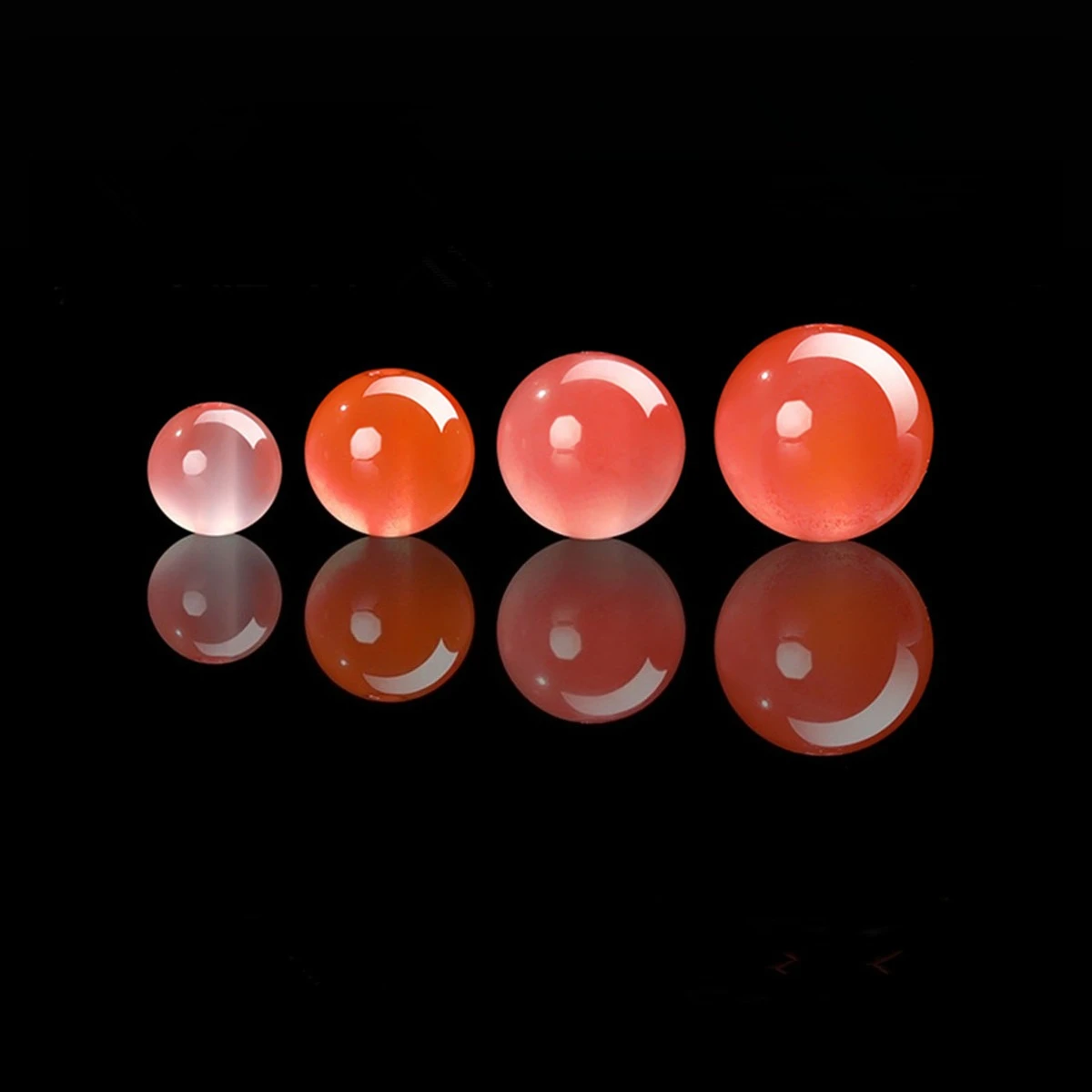 20pcs 4.5mm-8.4mm Cherry Red Natural Agate Beads Round Smooth Polished Loose Gemstone Color Enhanced