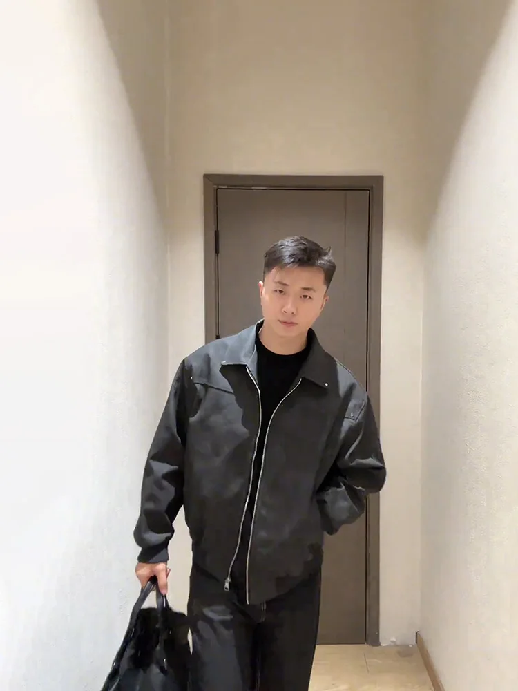 

Cleanfit American Sle Men's Leather Jaet ort Quilted Autumn Winter Faion Casual Haome Workwear Baseball Coat