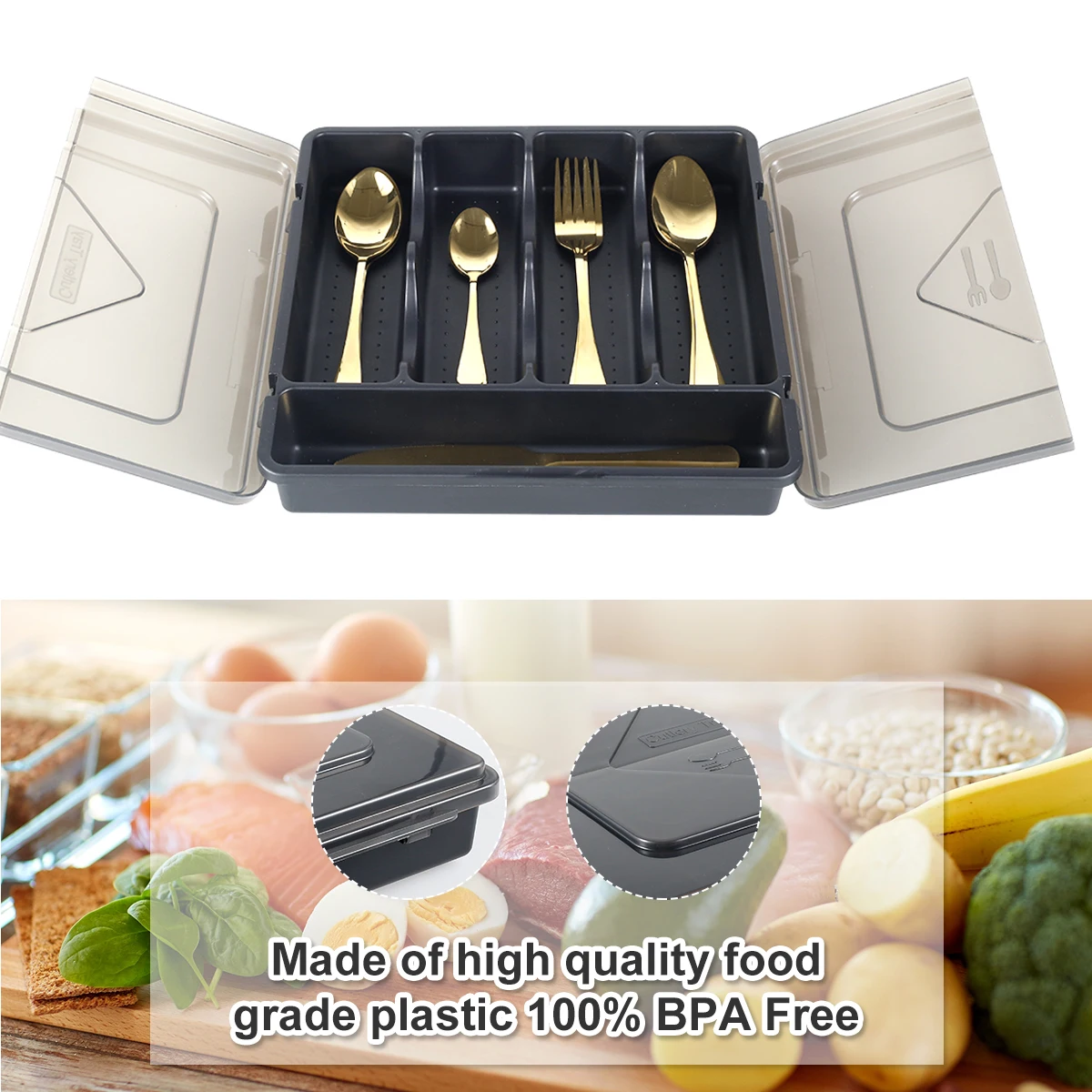 Kitchen Cutlery Storage Silverware Drawers Organiser Portable Cutlery Holder Dustproof Cutlery Separation Trays Free Shipping