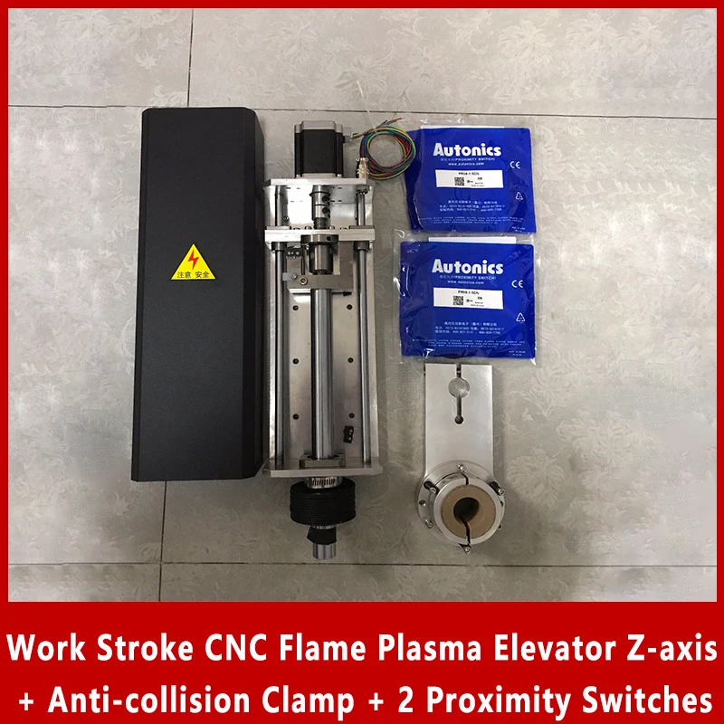 Nema23 stepper motor 200mm working stroke  CNC Flame Plasma Cutting Lifter Z axis +Anti Collision Clamp+2pcs Proximity Switches