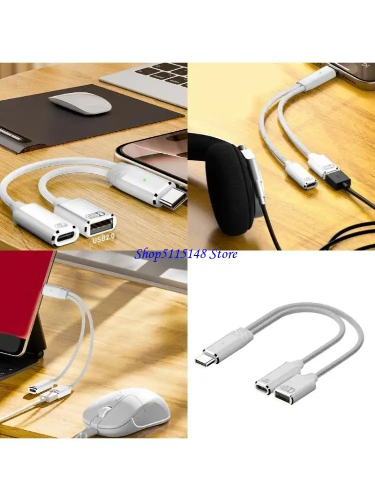 F3MA USB C SPLITTER 100W USB C ذكر لمضاعفة محول المقبس الإناث من النوع C