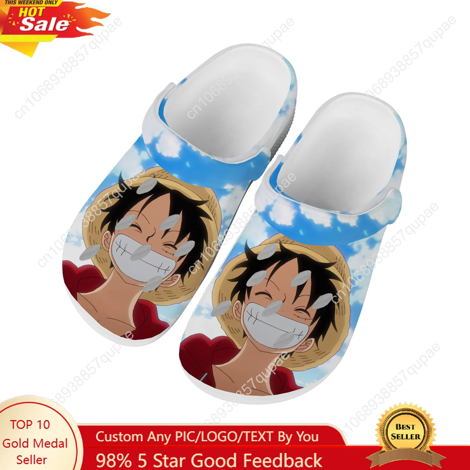 M-Monkey Home Sandals Men Women Teenager L-Luffy Water Shoes Garden Breathable Beach Clog Fashion Cartoon Custom Slippers