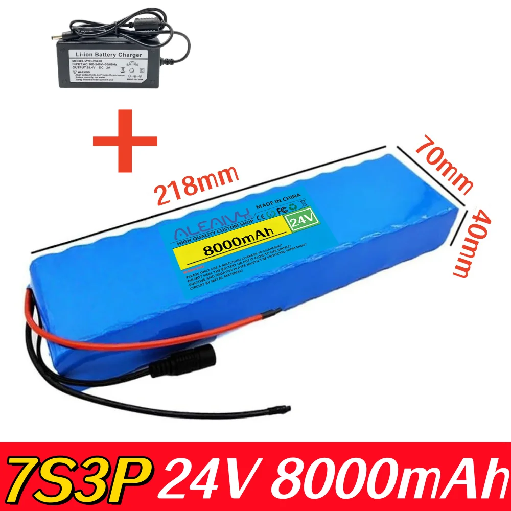 

7S3P 24V 8Ah 18650 Rechargeable Lithium Battery Pack 250W Power Modified electric scooter Vehicle BMS +29.4V Charger.