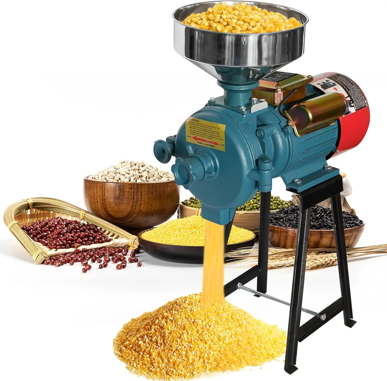 Grain Mills Electric Grain Grinder Mill, 3000W Corn Mill Grinder, 110V Flour Mill Wheat Grinder Rice Mill Machine