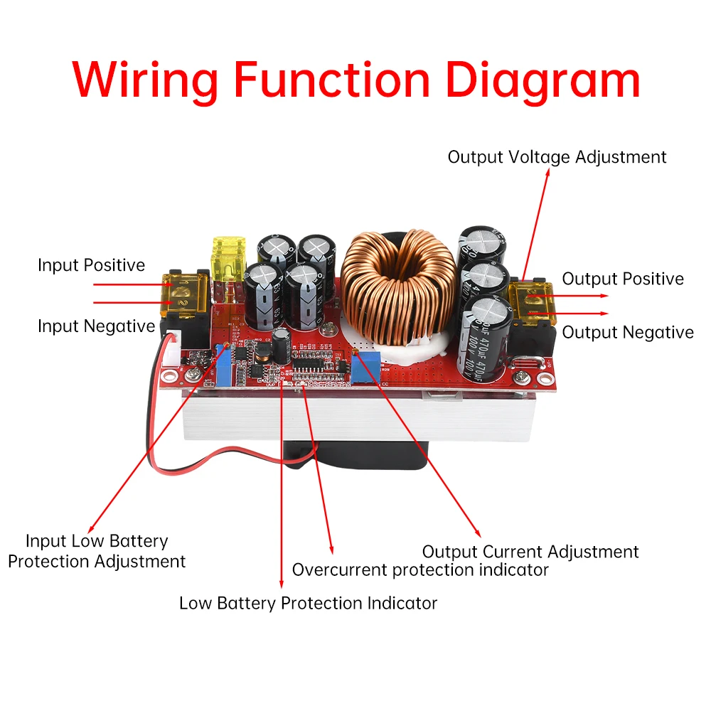 DC-DC Boost Converter 1800W 40A 10V-60V to 12V-90V Voltage Current Regulation Boost Power Module with temperature controlled fan