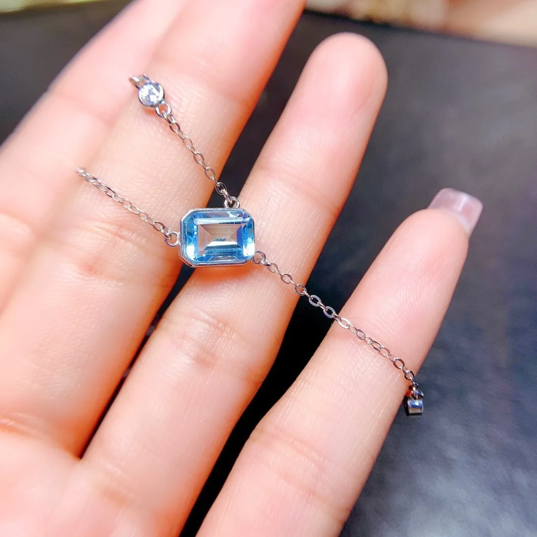 

S925 Sterling Silver Natural Topaz Pendant Necklace, Free Delivery, Certificate Included, Engagement Ring, Ladies' Jewelry
