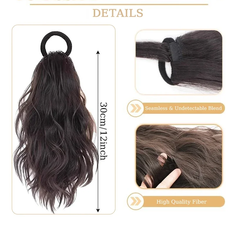 12Inch Curly Synthetic Ponytail Hair Extensions With Elastic Rubber Band Heat Resistant Fiber Ponytail Hairpiece For Daily Wear