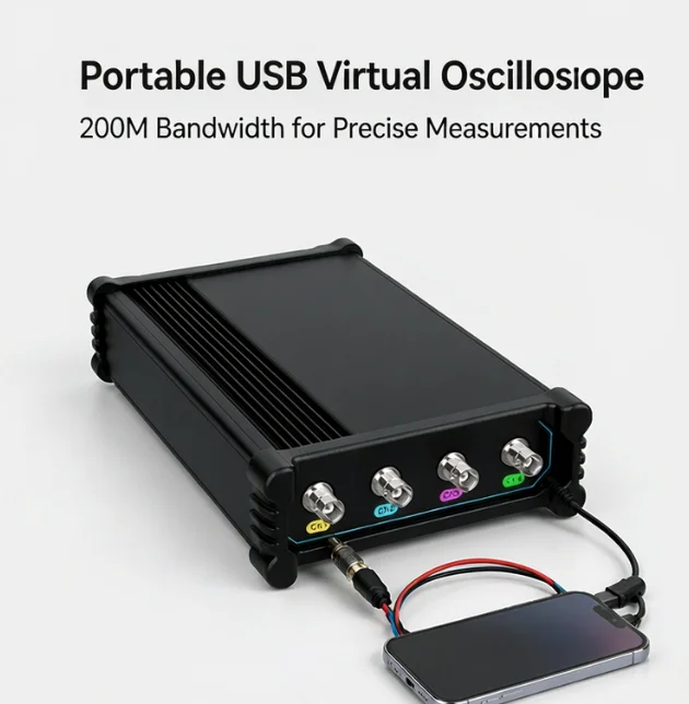 VTO2004 Portable Split USB Virtual Oscilloscope Android Compatible Digital Storage Scope 100MHz Bandwidth PC Phone Connection