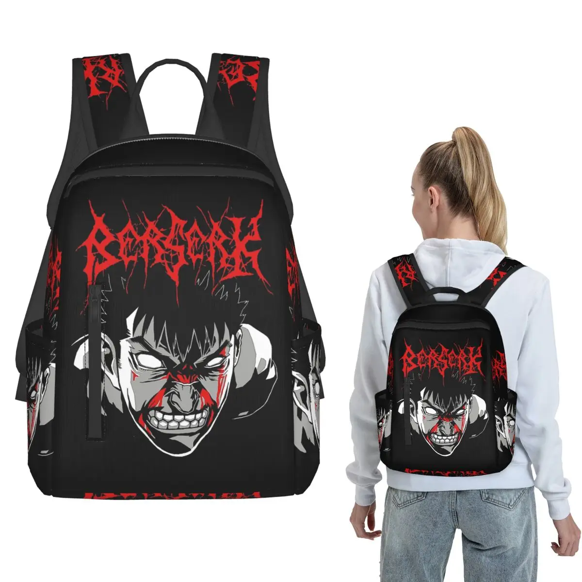 

Anime Metal Backpack Large Capacity Children BookBag School Bag Shoulder Bags for Men Women