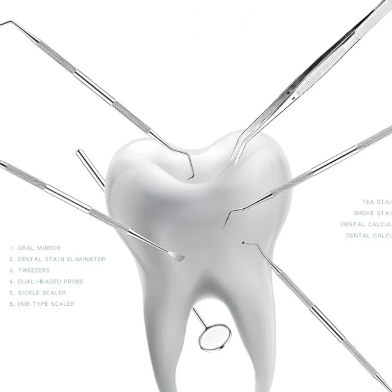 Juego de Herramientas de acero inoxidable para dentista Dental, instrumentos de preparación, pinzas, azada, escalador de Hoz, sarro de espejo, 4/5/6 piezas