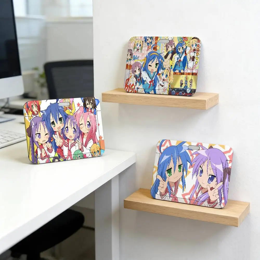 Kawaii Anime Lucky Star g Transparent Card Holder Employee Plastic Slide Cover Lanyard Work Business ID Bag Bus