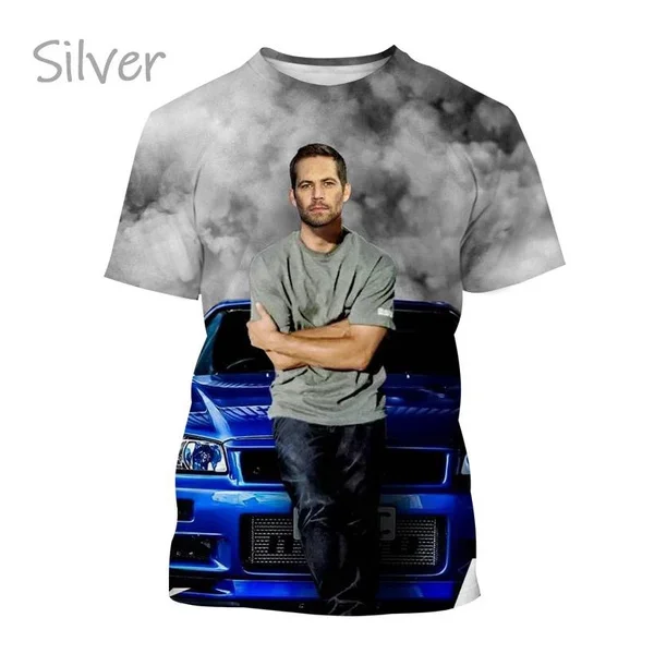 New Fashion Paul Walker Cool Street Style Fast and Furious Paul Walker 3D Printed T-shirt Hip-hop Short-sleeved T-shirt