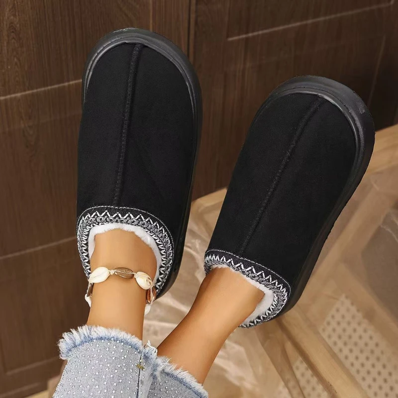 

New Style Cotton Slippers for Couples Winter Fleece-Lined Homewear Thick-Soled Cotton Shoes for Indoor Warmth