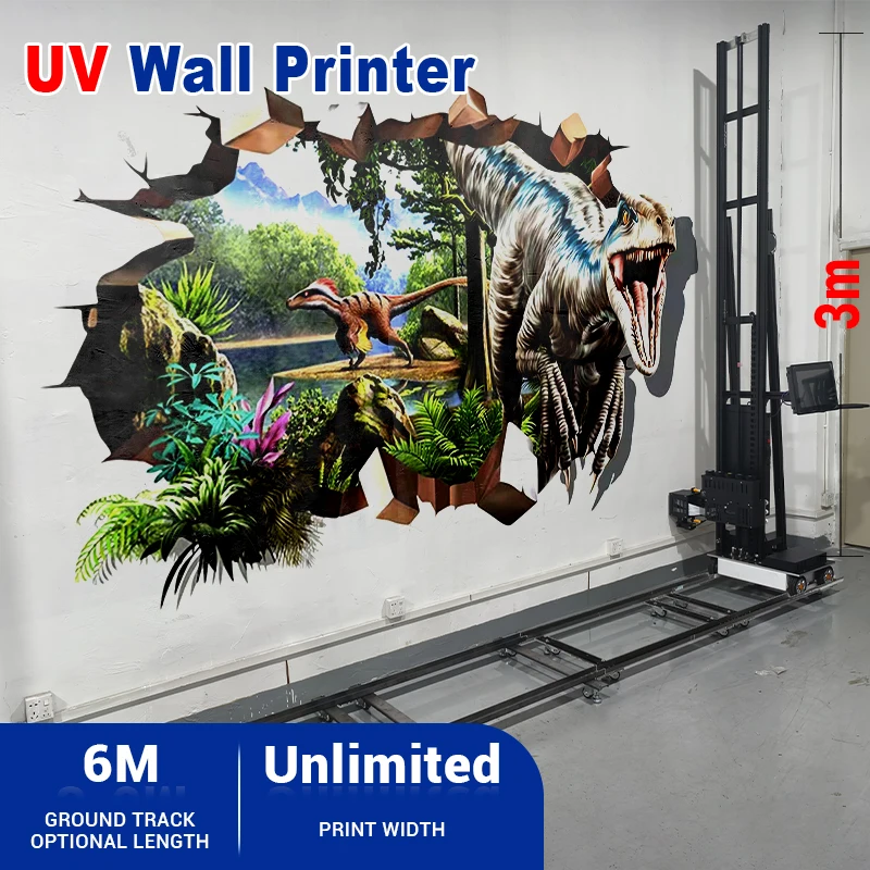 China 3D Vertical Wall Printer 5 Color UV Ink Portable Wall Printer Inkjet Printer Printing Machine for Wall Mural