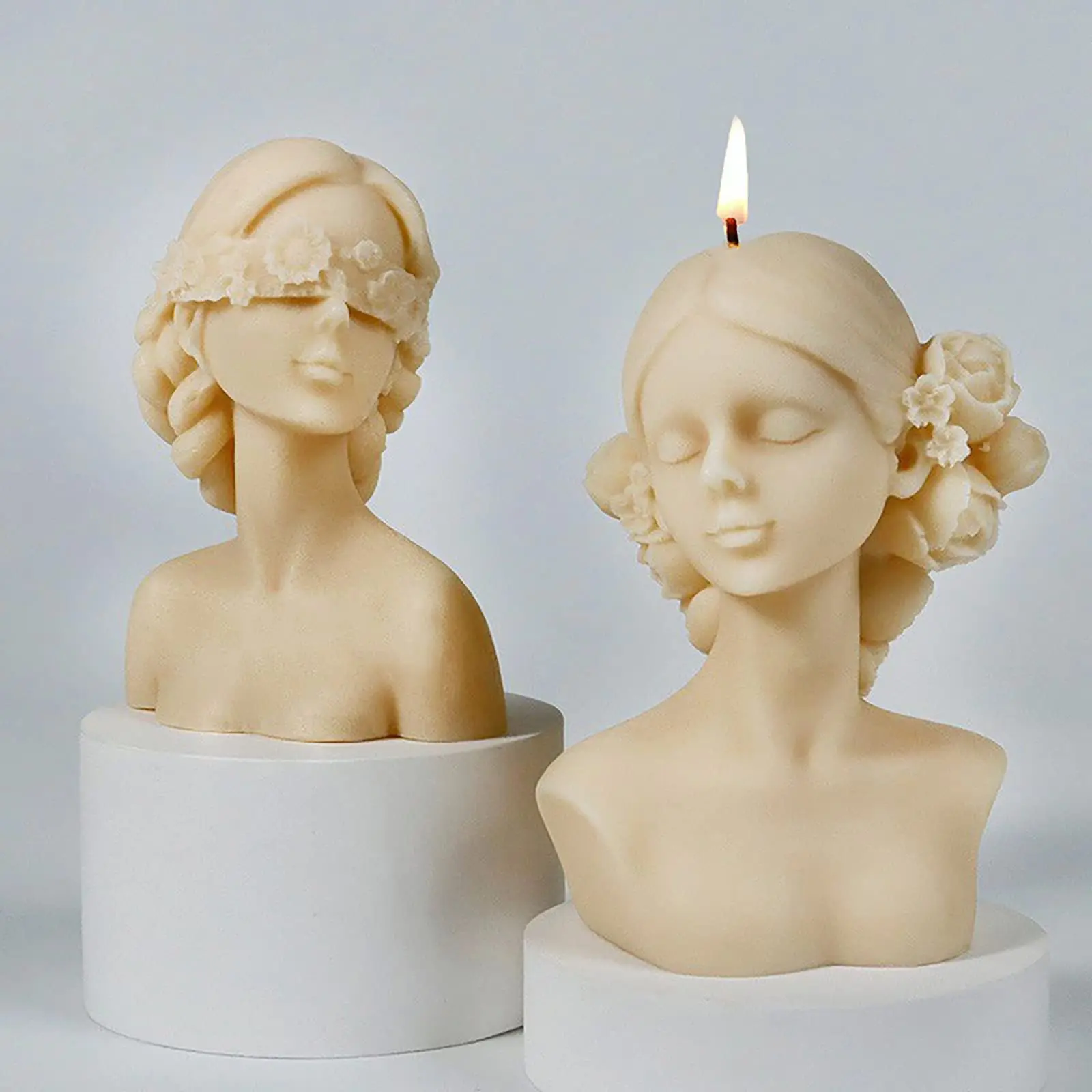 3D Blindfolded Girl Silicone Candle Mold Eye Closing Girl Resin Mold Human Body Soap Plaster Molds Home Decor Handmade Gifts