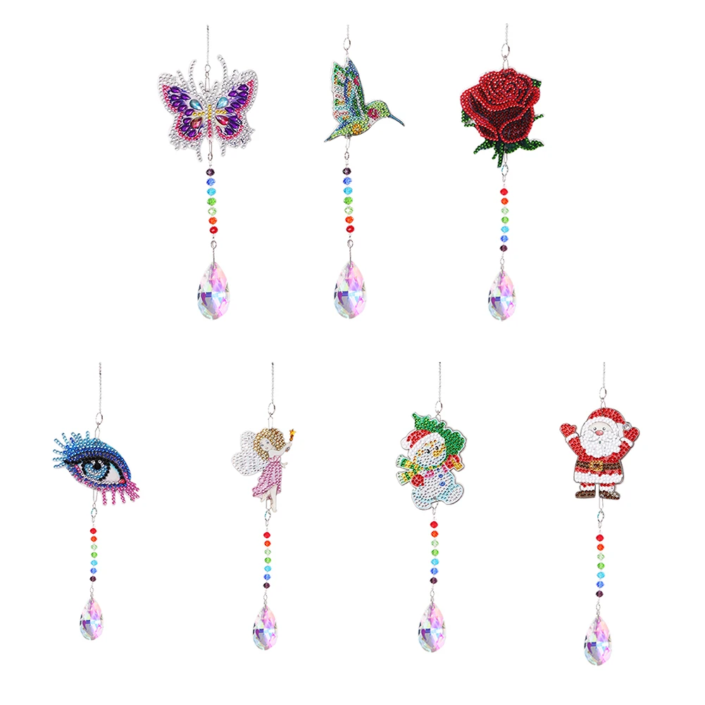 Diamond Mosaic DIY Light Catch Wind Chime Pendant Rhinestone Hanging Wall Ornament Rhinestone Picture Home Decoration Gifts