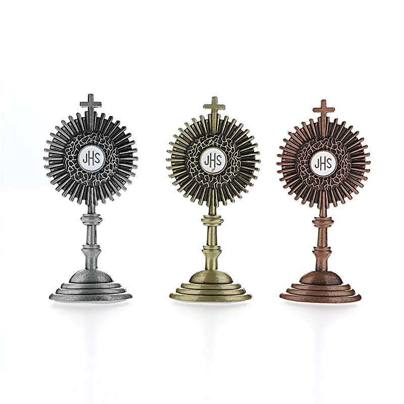 12Pcs JHS Mini Monstrance Holy Sacrament First Communion Fave Holy Grail Baptism Catholic Car Table Decoration Church Suppliers