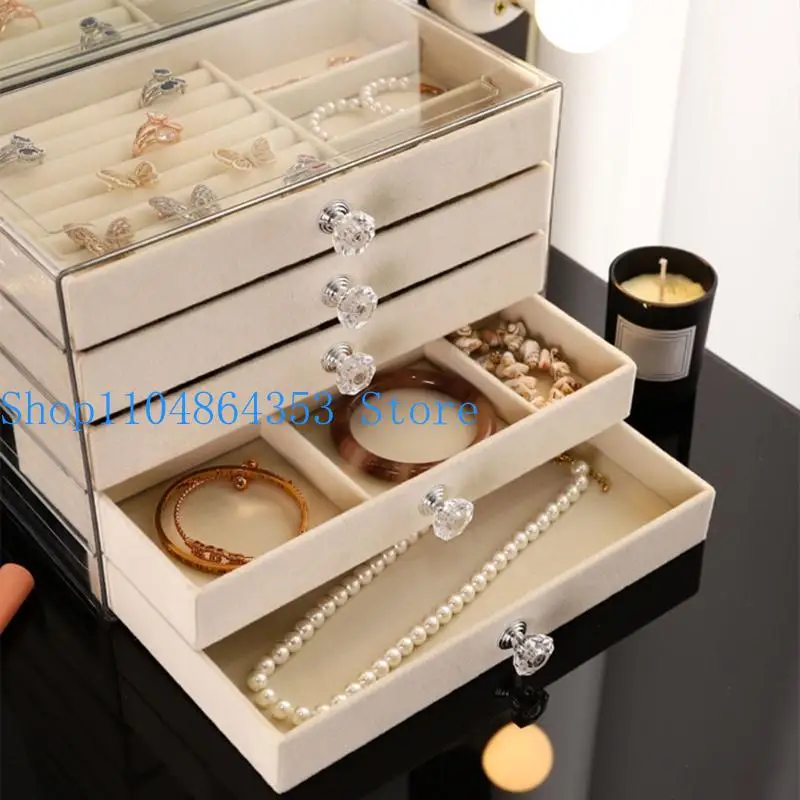 

652F Органайзер для хранения ювелирных изделий, бархатная подкладка, регулируемые отделения, витрина для серег, ожерелий,