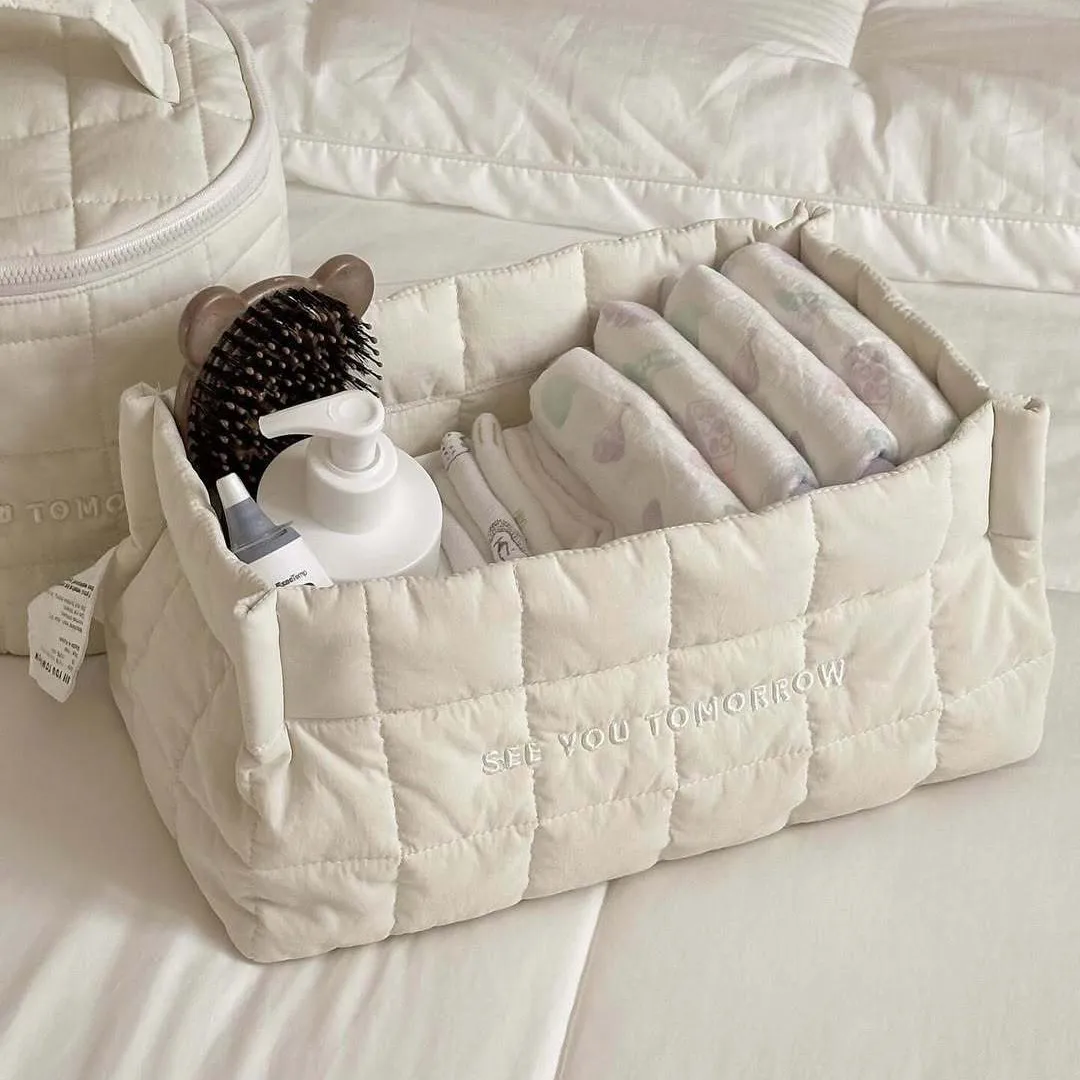 

Korean Style Baby Diaper Storage Bags Basket Snack Sundry Storage Desktop Solid Color Sorting Clothing Organizers Box