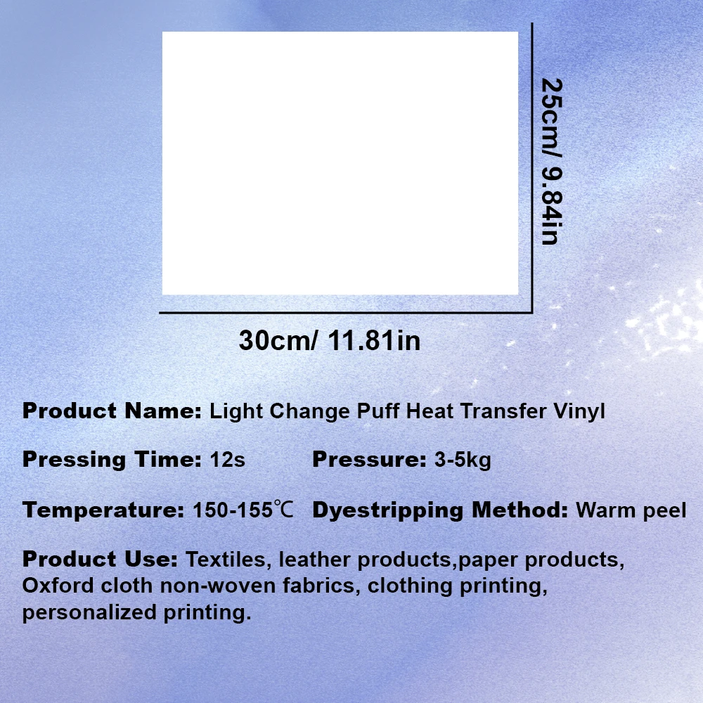 3D Light-Changing Puffs Thermal Transfer Vinyl 25cm X 30cm - 4 Pieces of Foam Transfer Film HTV T-Shirt Patterns in Various Colo