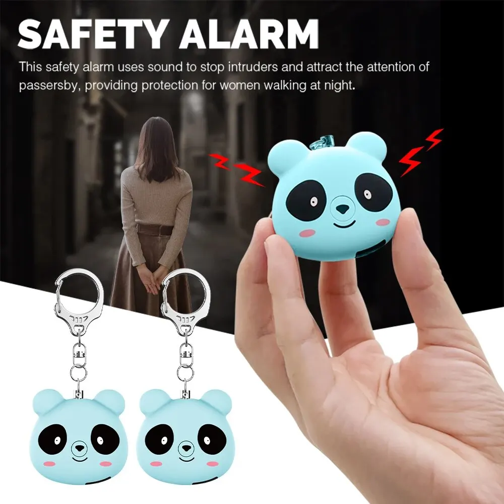 130dB Self-Defense Alarm - Personal Safety Alarm Guard - Cute Panda Student Backpack Keychain Pendant SOS Distress Device