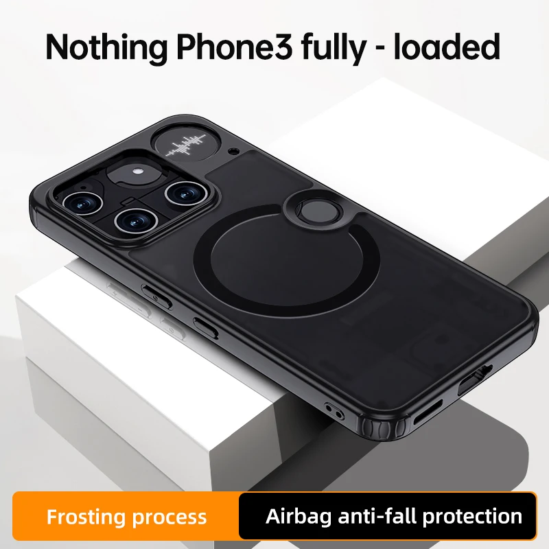 Чехол Magsafe для телефона Nothing, матовый белый и прозрачный противоударный магнитный бронированный чехол с беспроводной зарядкой для Nothing Phone3