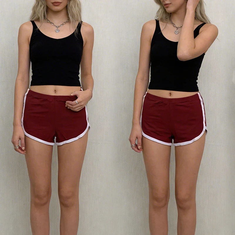 Summer European American Women Sexy Solid Color Low Waist Leisure At Home Sports Running Tight Fitting Hip Lifting Super Shorts