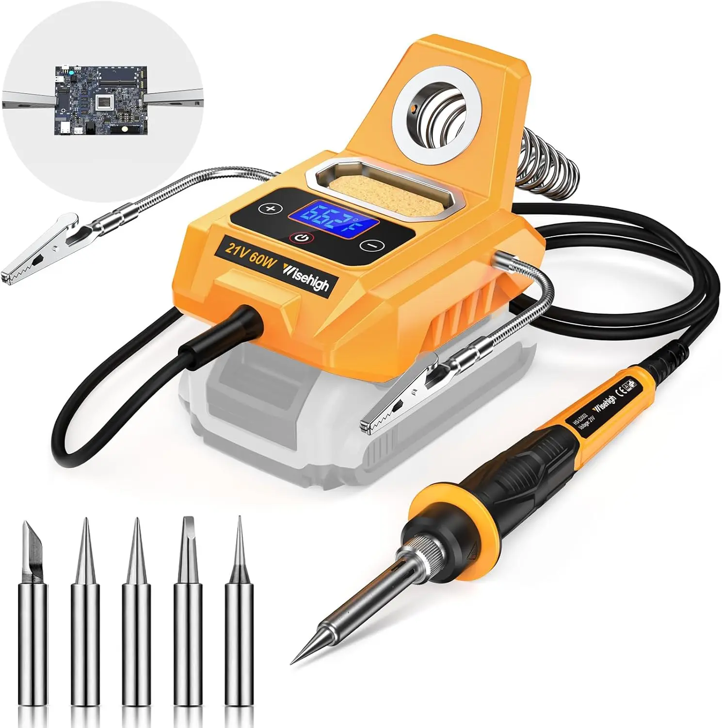 

20V Max Battery - with 2 Auxiliary Helpers Electric Digital LCD Display Soldering Iron
