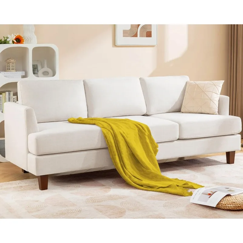 

3 Seater Sofa Couch with Deep Seats, 89" Mid Modern Upholstered Sofa with Armrests, Comfy Couches for Living Room