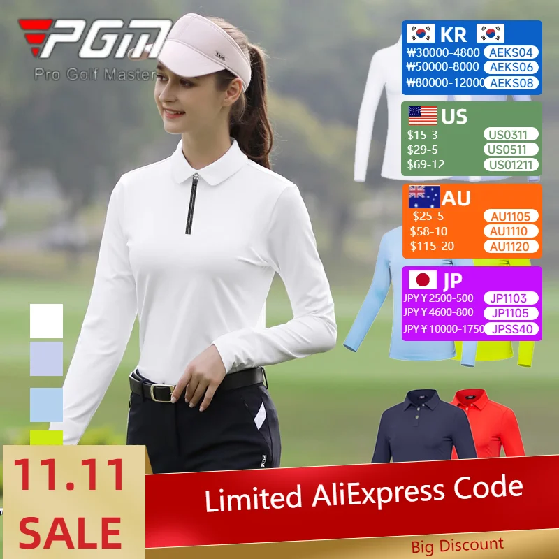 

PGM Женская высокоэластичная рубашка-поло для гольфа Женская дышащая футболка с длинным рукавом женские быстросохнущие мягкие топы для тренировок Спортивная одежда для гольфа