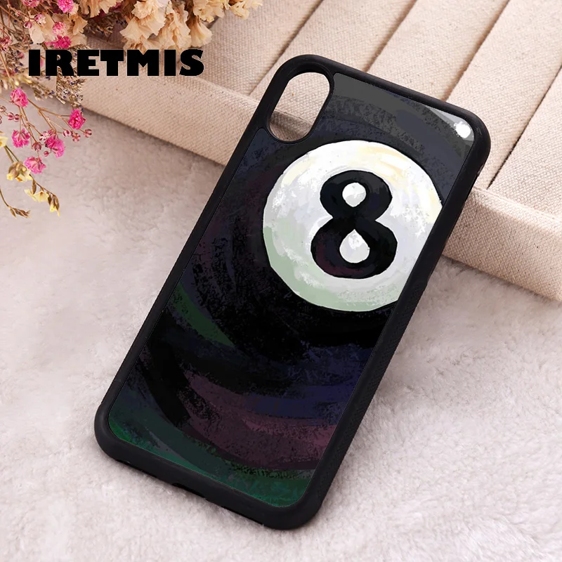 Iretmis Phone Cover Case For iPhone X XS Max XR 11 12 13 PRO MINI 14 15 16 Plus Rubber Silicone Billiards 8 Ball