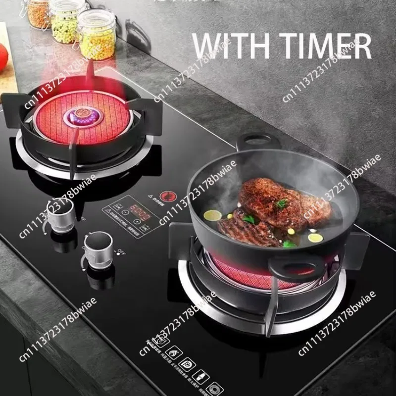 5 pieces Double burner desktop gas stove natural gas stove hot topic timer energy saving liquefaction household