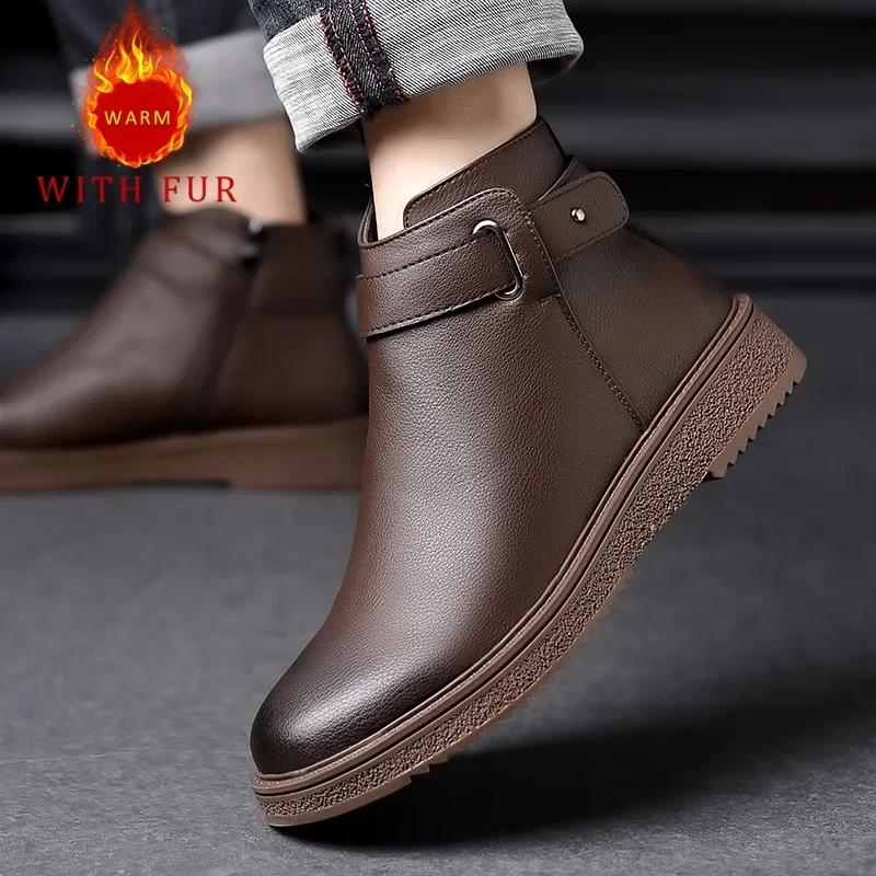 Genuine Leather Men's Boots Classic Casual Business Gentleman Style Daily Office Formal Party Autumn And Winter Leather Shoes