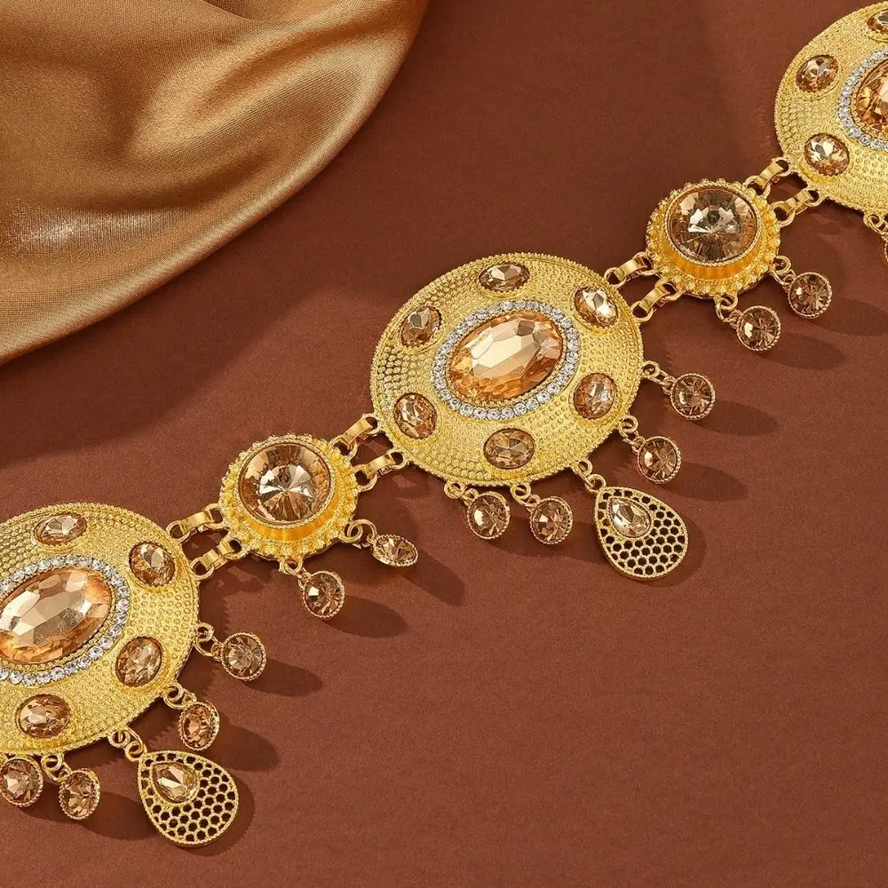 Elegant Alloy Waist Chain Belt Inlaid Diamond Engraved Fringe Waist Chain Gold-Plated Wedding Belt Accessory For Weddings