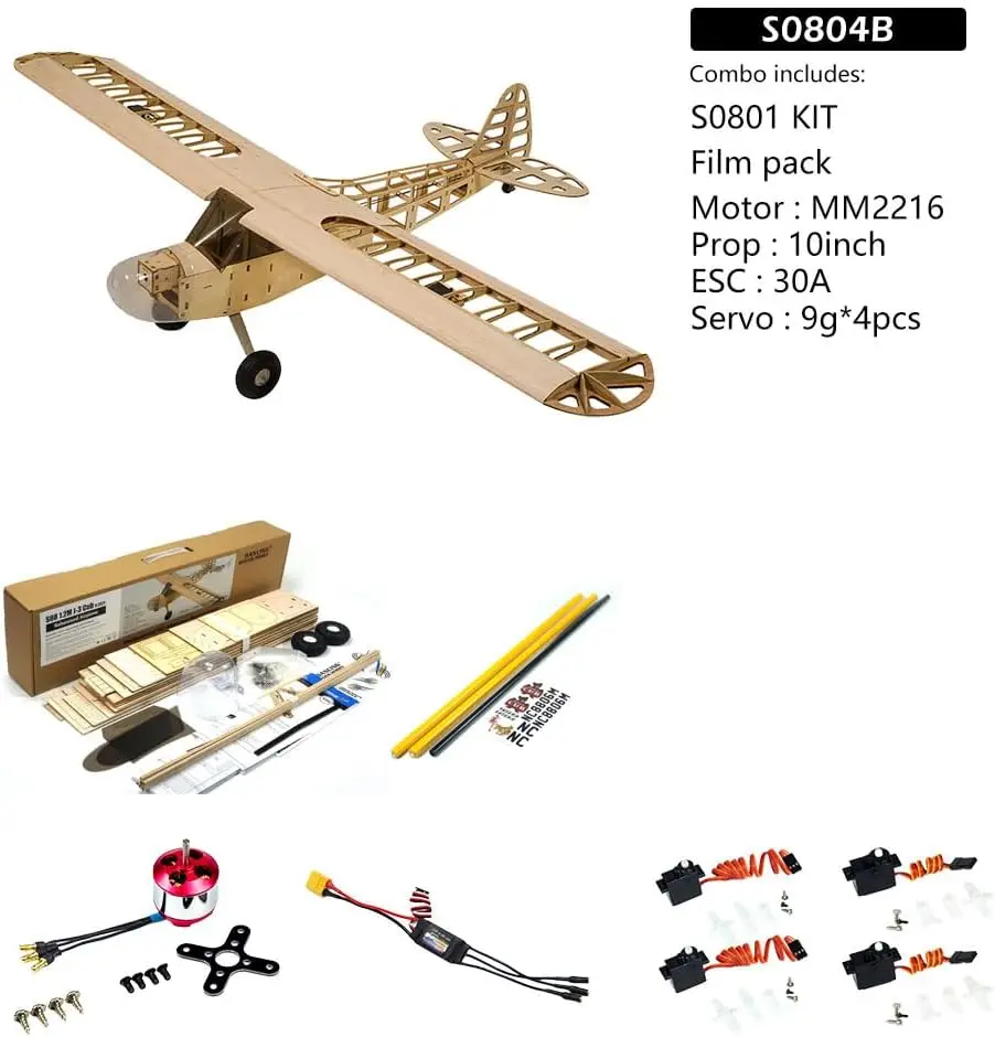 Piper J-3 Cub Balsa Wood Model Airplane S08 J3, Laser Cutting 46" Wingspan Fly Aircraft Model Kit, DIY RC Plane Kit for Adults - view 5