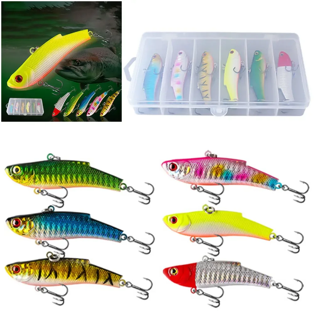 

Набор из 6 вибрирующих искусственных твердых приманок (7 см, 16 г) для ловли баса, щуки, окуня. Воблеры-крэнкбейты для рыбалки.