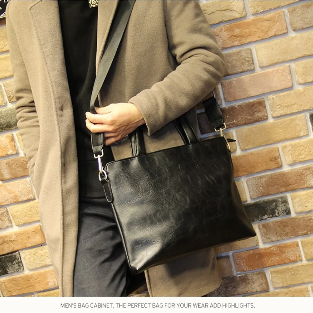 ソフトpuレザーブリーフケース、シンプルで大容量の13インチパソコン収納、防水ビジネスハンドバッグ