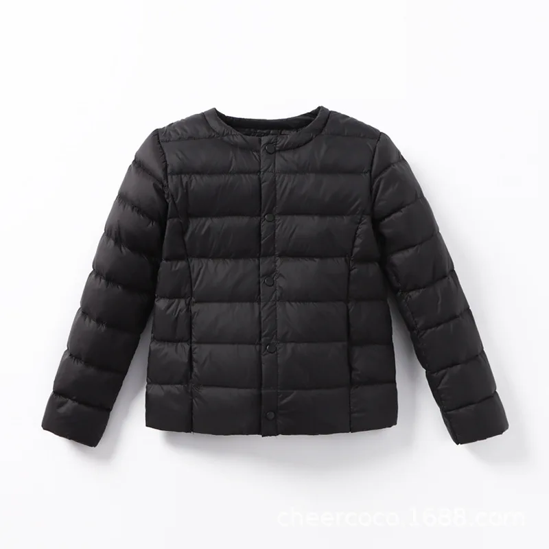 Fall Winter Kids Ultra Light Duck Down Jackets 2023 New Collarless Buttons Boys Girls Puffy Feather Coat Child Children Clothes