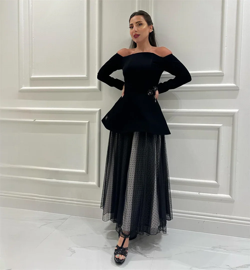 Customized Evening Gown Formal Prom Dress Dearin Bateall A-line Ankle Length Skirts Tulle Bespoke Occasion Dresses Saudi Arabia