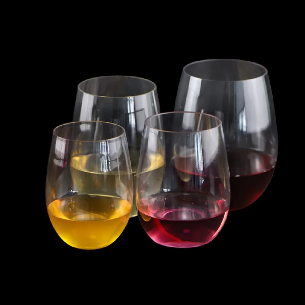 1 or 4PCS Free BPA 16 Oz Disposable Stemless Wine Glasses Juice Cups Unbreakable Tumblers for Party of Christmas or New Year