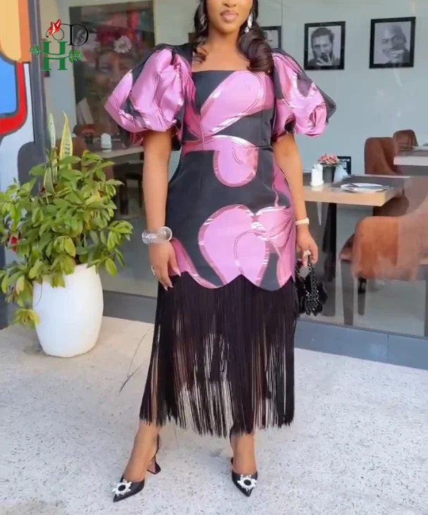 

Африканские платья H&D для женщин, турецкое платье с бахромой по низу, с принтом, африканская одежда для свадьбы и вечеринок, Bubu Africain femme 2026 Новинка