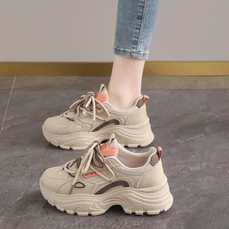 

Retro Women Shoes Spring autumn Platform Shoes color blocking Casual Sneakers Fashion Designer Shoes Versatile Women Sneakers