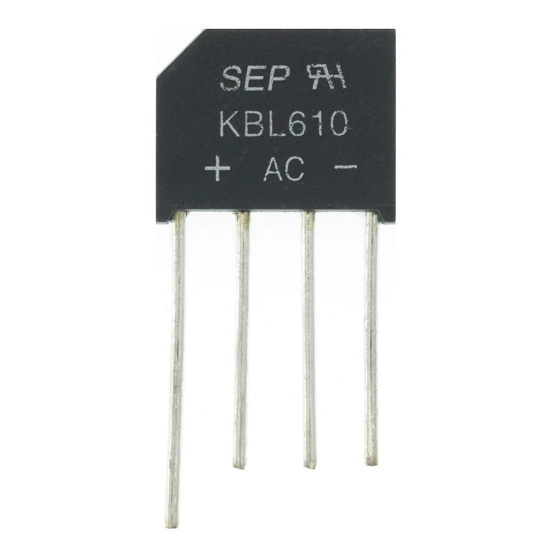 

10 шт. электронный Diy KBL610 1000 в 6 А диодный мост выпрямитель Однофазный мост выпрямитель высокотемпературная пайка