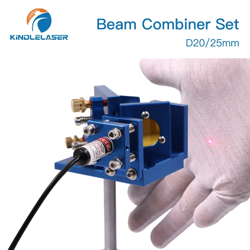 KINDLELASER 20mm ZnSe 레이저 빔 결합기 + 마운트 + 레이저 포인터 CO2 레이저 조각 절단기 용 블루 빔 결합기 세트