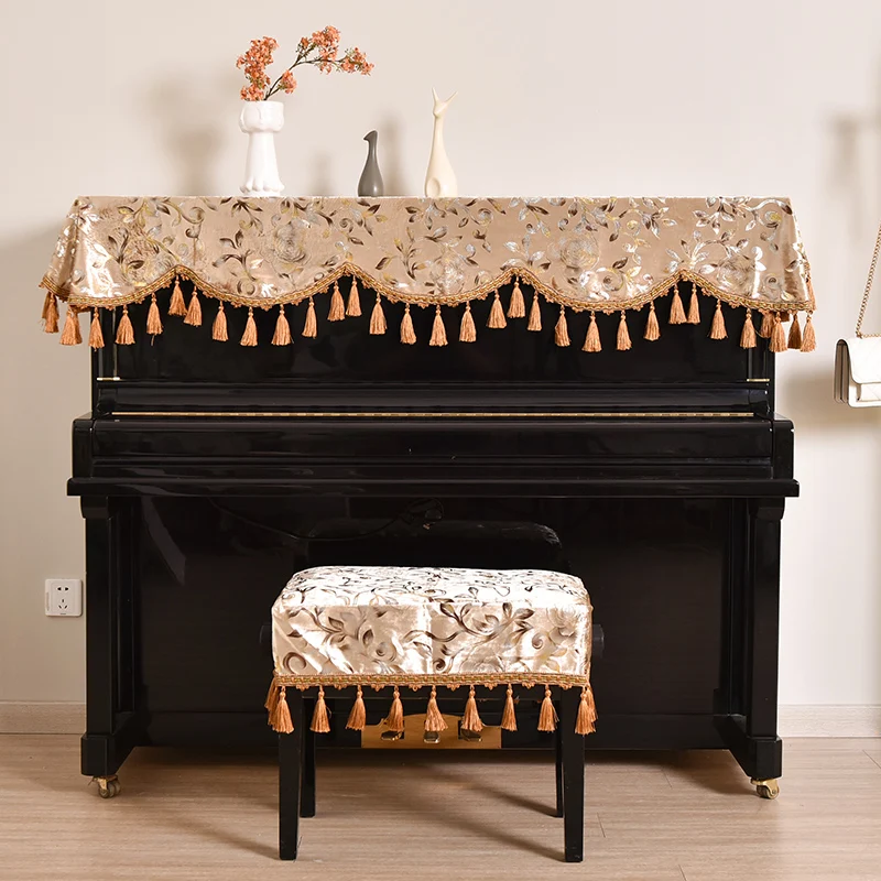 Piano Dust Hot Gold Fringed PianoHalf Cover Piano