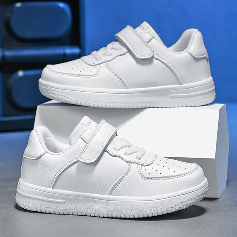 

White Boys Sneaker Luxury Children Shoes Fashion Autumn PU Leather Lightweight Kids Daily Walking Sneaker 4 To 12 Years Boy Shoe