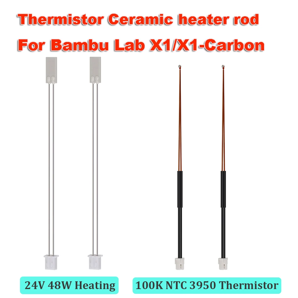 

For Bambu Lab Hotend Kit X1/X1-Carbon Thermistor Ceramic Heating rod Heater Cartridge 3D Printer Parts